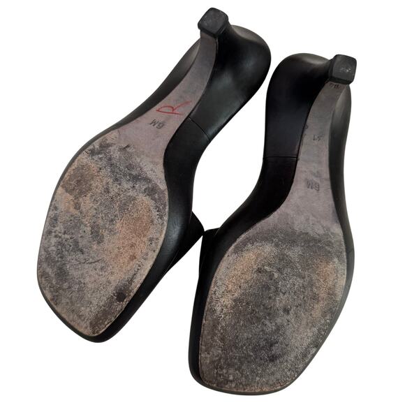 Vintage Donald J Pliner 90s Black Slip-On Mules Kitten Heel Sandal Slide - SZ: 6 - Picture 5 of 5